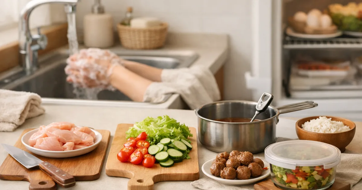 Four Steps to Food Safety — Hands 20 Seconds, Separate Boards, 4–60°C Danger Zone, Fridge Within 2 Hours (FoodSafety.gov)