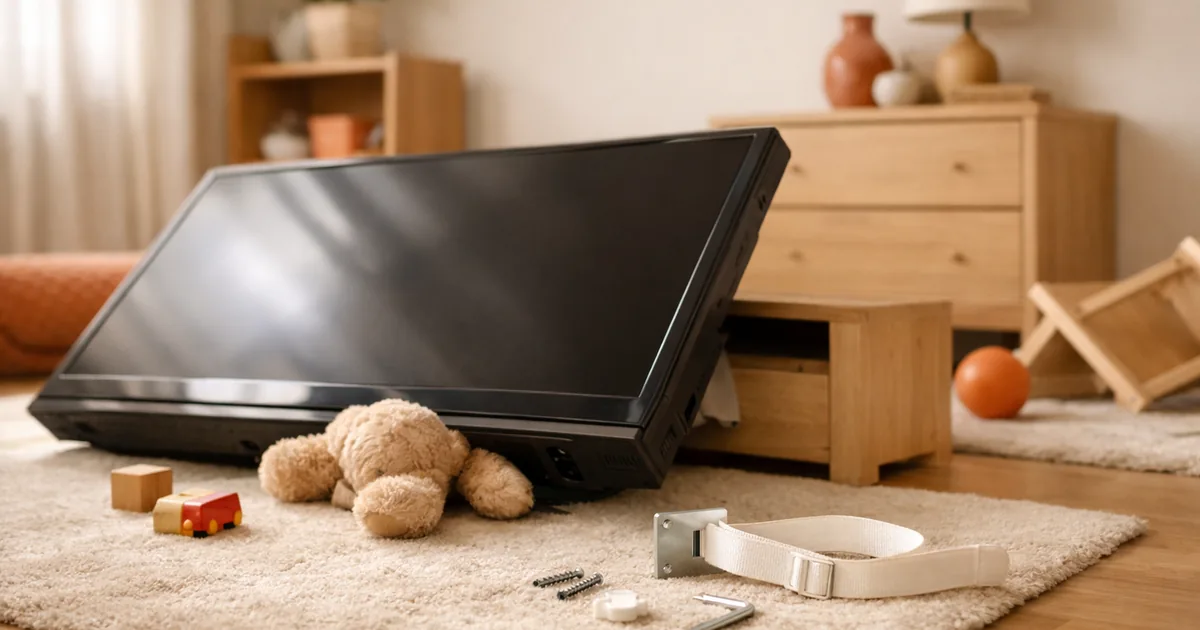 TV·가구 넘어짐 — 592명 사망, 어린이 사망의 70%가 TV, 벽에 고정부터 (CPSC)