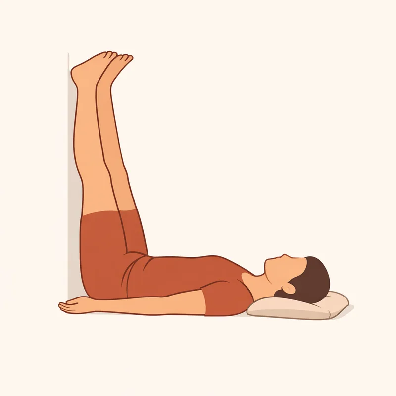 누워서 다리를 벽에 올리고 쉬는 자세
