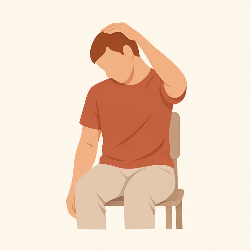 Looking down diagonally to stretch the back of the neck
